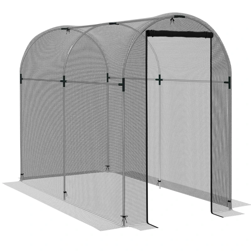 Outsunny Galvanized Steel Crop Cage, Plant Protection Tent with Zippered Door, 4' x 8', Black