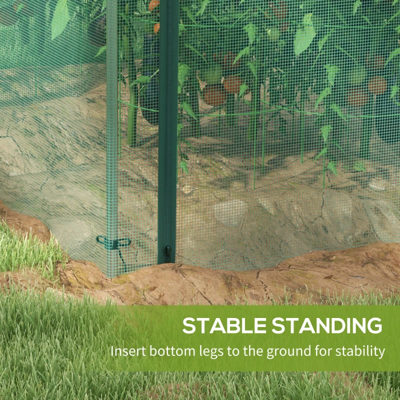 Outsunny Galvanized Steel Crop Cage, Plant Protection Tent with Zippered Door, 8' x 4', Green