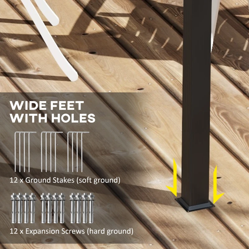 Outsunny 11.7' x 19.6' Retractable Pergola Canopy, Aluminum Pergola for Grill, Patio, Garden, Deck