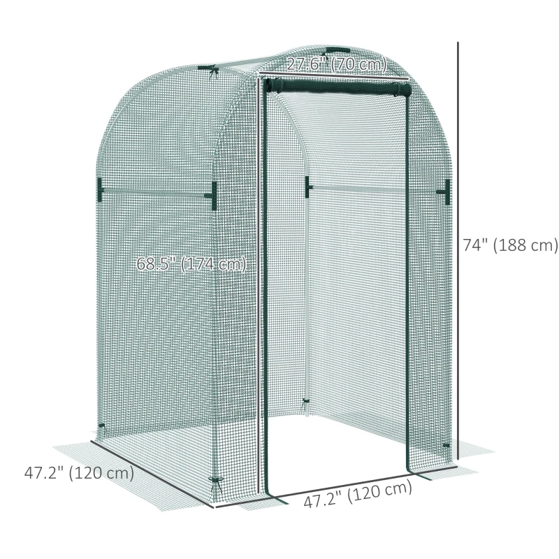 Outsunny Galvanized Steel Crop Cage, Plant Protection Tent with Zippered Door, 4' x 4', Green