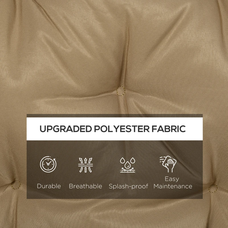 Outsunny Porch Swing Cushion Garden Bench Cushion with Backrest, Non-Slip 3-Seater Soft Pad, 59.1" x 38.6", Khaki