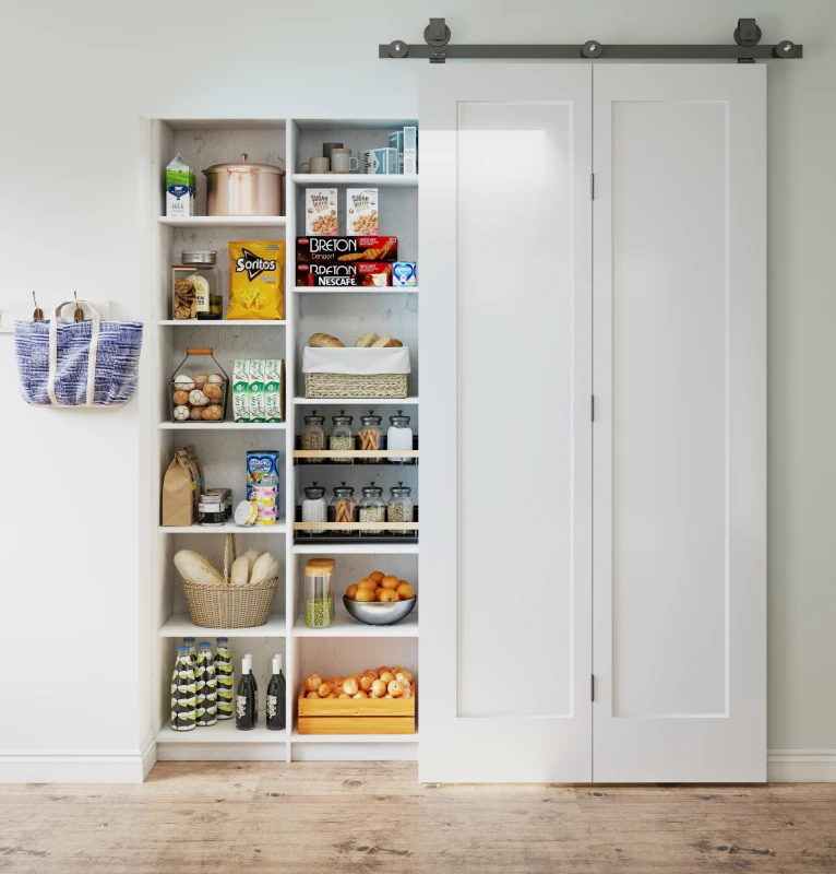 HOMCOM 35" x 83" Sliding Door with 3.6FT Bi-Folding Door, Hardware Kit Included & Handle, DIY Paintable MDF Surface