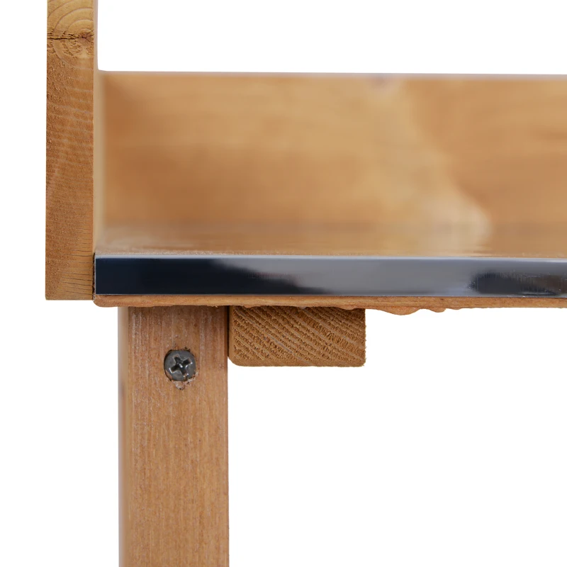 Outsunny Outdoor Garden Wooden Potting Bench Work Station Table Tool Storage Shelf w/ Hooks, Natural