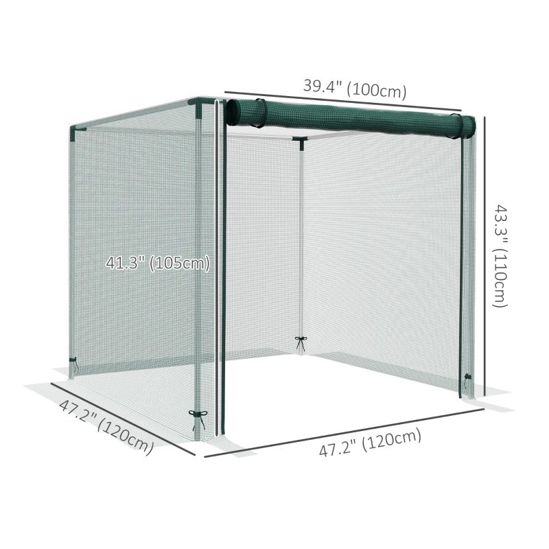 Outsunny Galvanized Steel Crop Cage, Plant Protection Tent with Zippered Door, 4' x 4', Green
