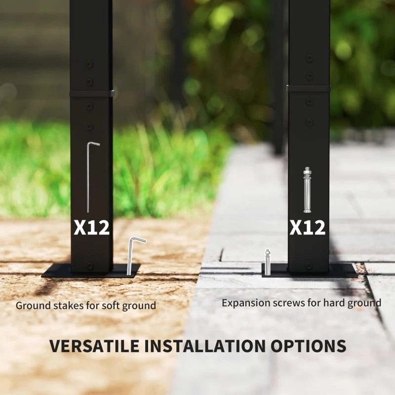 Outsunny 10' x 20' Metal Retractable Pergola Canopy with Sidewalls, Outdoor Gazebo UPF30+ Sun Shade Shelter for Garden, Deck