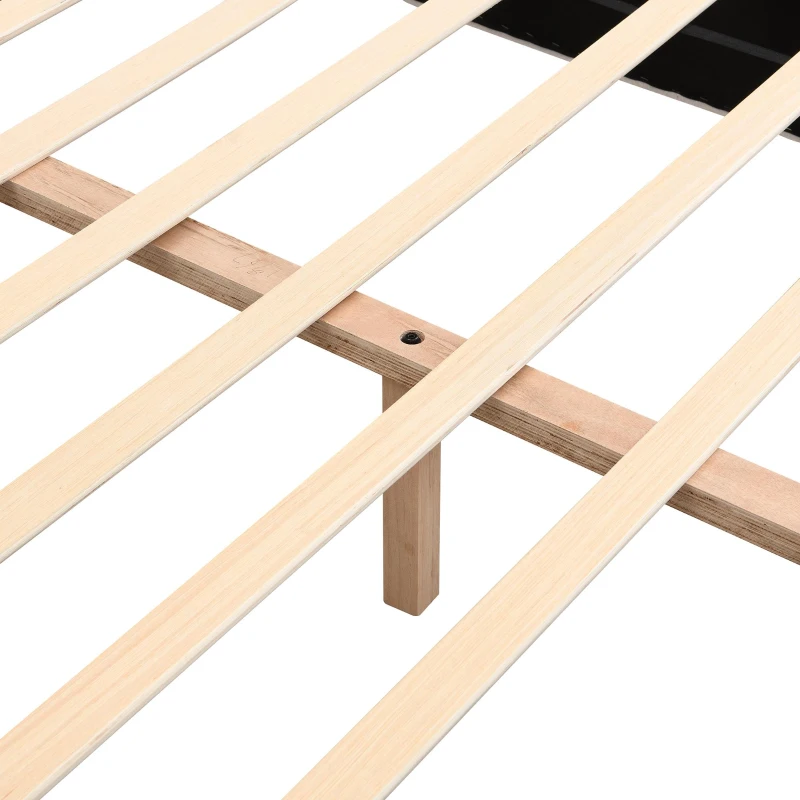 Boucle Upholstered King Bed with 12 Wooden Slats and Solid Feet, Comfortable Bed Frame for Superior Support, 88'' L x 85'' W x 38'' H, White