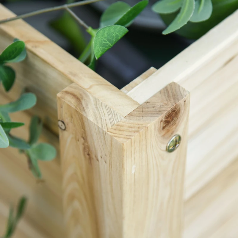 Outsunny Raised Garden Bed with Legs, Elevated Box Planter with Storage Shelf, Bed Liner for Backyard Patio, Natural Wood