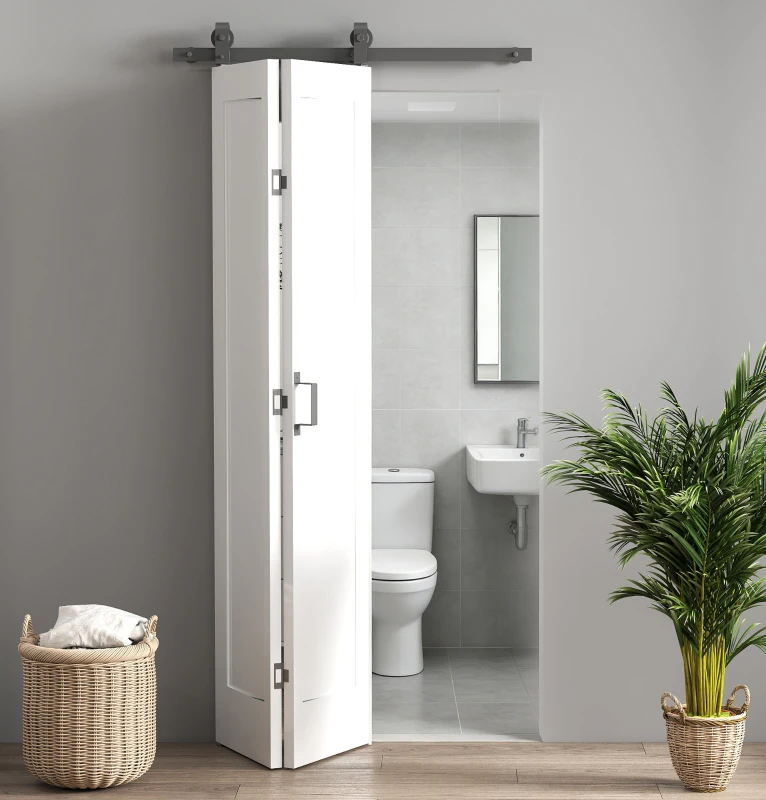 HOMCOM 35" x 83" Sliding Door with 3.6FT Bi-Folding Door, Hardware Kit Included & Handle, DIY Paintable MDF Surface