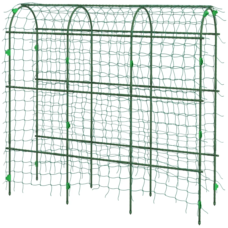 Outsunny Metal Garden Trellis, Arch Trellis for Climbing Plants Outdoor, A-Frame, with Climbing Net, 17" x 72" x 72"