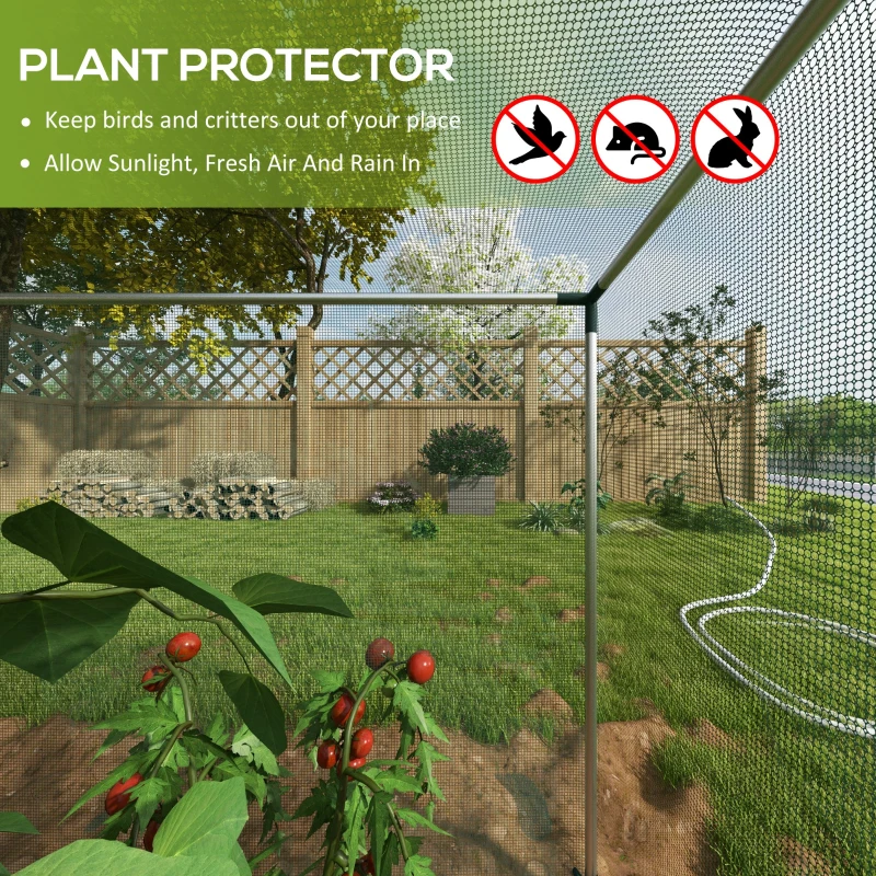 Outsunny Galvanized Steel Crop Cage, Plant Protection Tent with Zippered Door, 4' x 4', Green