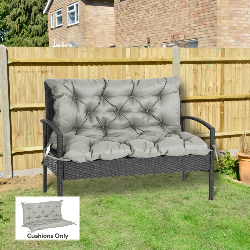Outsunny 2-Seater Garden Bench Cushion Swing Chair Mat Replacement with Backrest, for Indoor and Outdoor, 39.4"x38.6", Grey