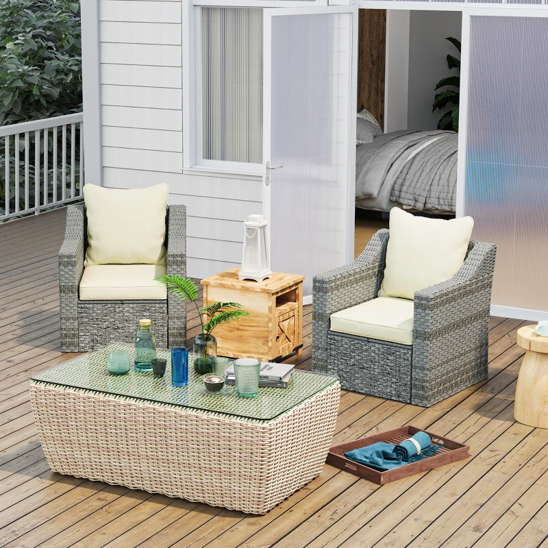 Outsunny Seat Cushion Back Pillows Replacement Set of 2, Patio Chair Cushions Set for Indoor Outdoor, Cream White