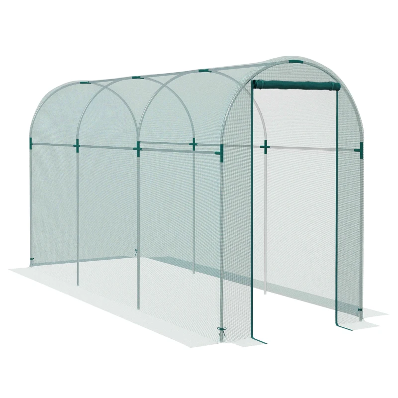 Outsunny Galvanized Steel Crop Cage, Plant Protection Tent with Zippered Door, 4' x 12', Green