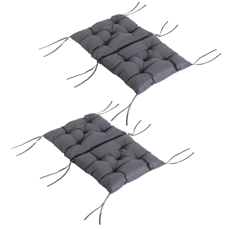 Outsunny Patio Chair Cushions Set of 2, 39" x 20" x 3" Outdoor Tufted Cushion Set with Ties for Indoor Outdoor Garden Furniture, Dark Grey