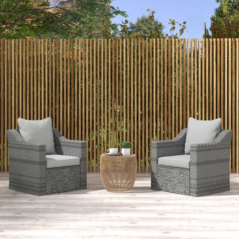 Outsunny Seat Cushion Back Pillows Replacement Set of 2, Patio Chair Cushions Set for Indoor Outdoor, Light Grey