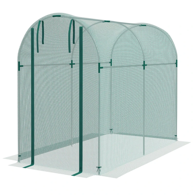 Outsunny Galvanized Steel Crop Cage, Plant Protection Tent with Zippered Door, 4' x 8', Green