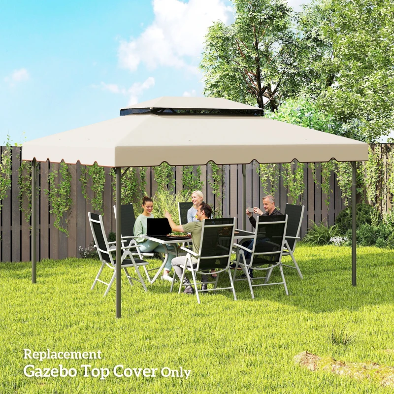 Outsunny 13' x 10' Gazebo Replacement Canopy, Gazebo Top Cover with Double Vented Roof for Garden Patio(TOP ONLY), Beige