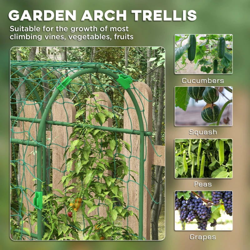 Outsunny Metal Garden Trellis, Arch Trellis for Climbing Plants Outdoor, A-Frame, with Climbing Net, 17" x 72" x 72"