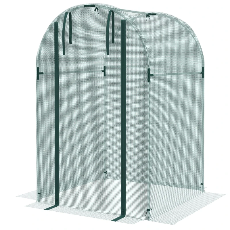 Outsunny Galvanized Steel Crop Cage, Plant Protection Tent with Zippered Door, 4' x 4', Green