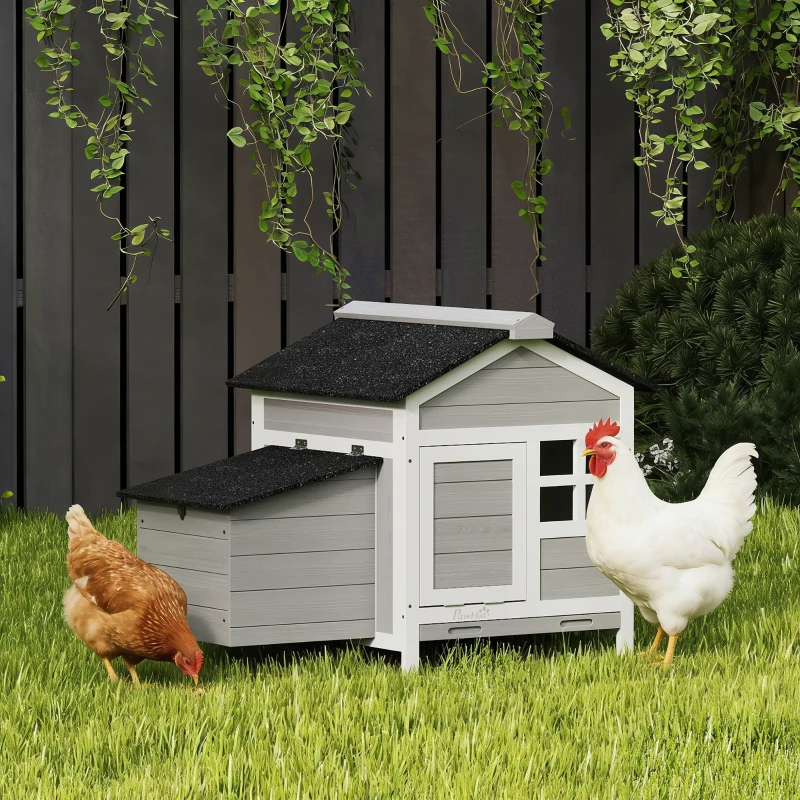 PawHut Wooden Chicken Coop with Nesting Box, Pull-out Metal Tray, for 1-2 Chickens, 36" x 25" x 27"