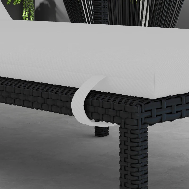 Outsunny Patio Chaise Lounge Chair Cushion Replacement Sun Lounger Pads with Headrest and Ties, Light Grey