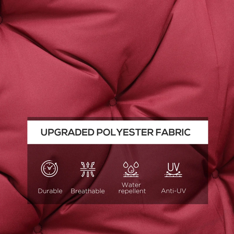 Outsunny 3 Seater Outdoor Swing Cushions with Backrest, Replacement Cushions for Patio Furniture, Wine Red