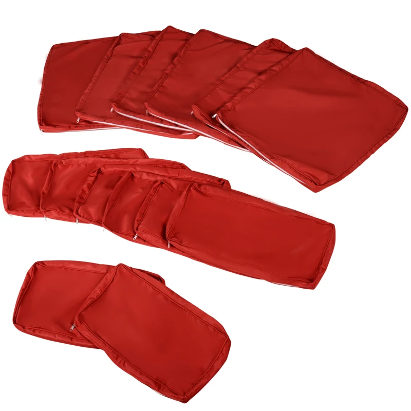 Outsunny Outdoor 14pc Patio Rattan Sofa Set Cushion Polyester Cover Replacement Set - No Cushion Included Red