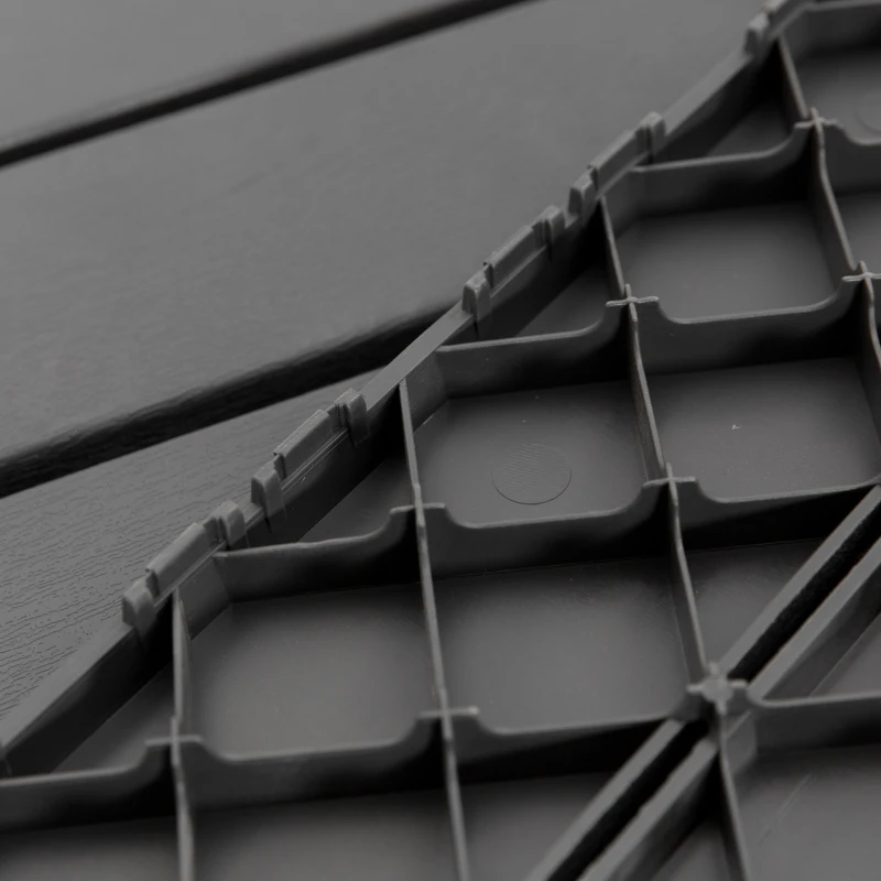 Outsunny 9 Pcs PP Interlocking Composite Deck Tile, 12" x 12" Outdoor Flooring Tiles for Indoor and Outdoor Use, Tools Free Assembly, Black