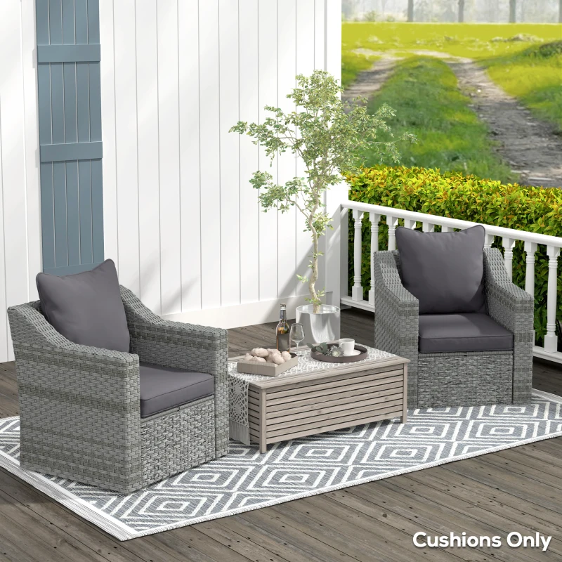 Outsunny Seat Cushion Back Pillows Replacement Set of 2, Patio Chair Cushions Set for Indoor Outdoor, Dark Grey