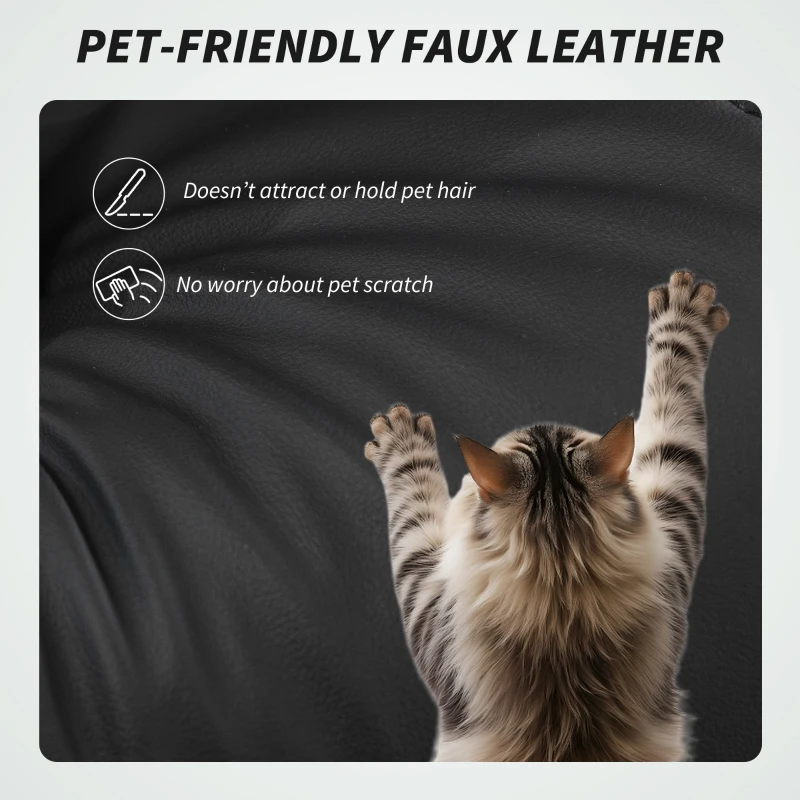 HOMCOM Office Chair with Massage, Pet-Friendly Faux Leather Reclining Desk Chair with Lumbar Support, Footrest, Black