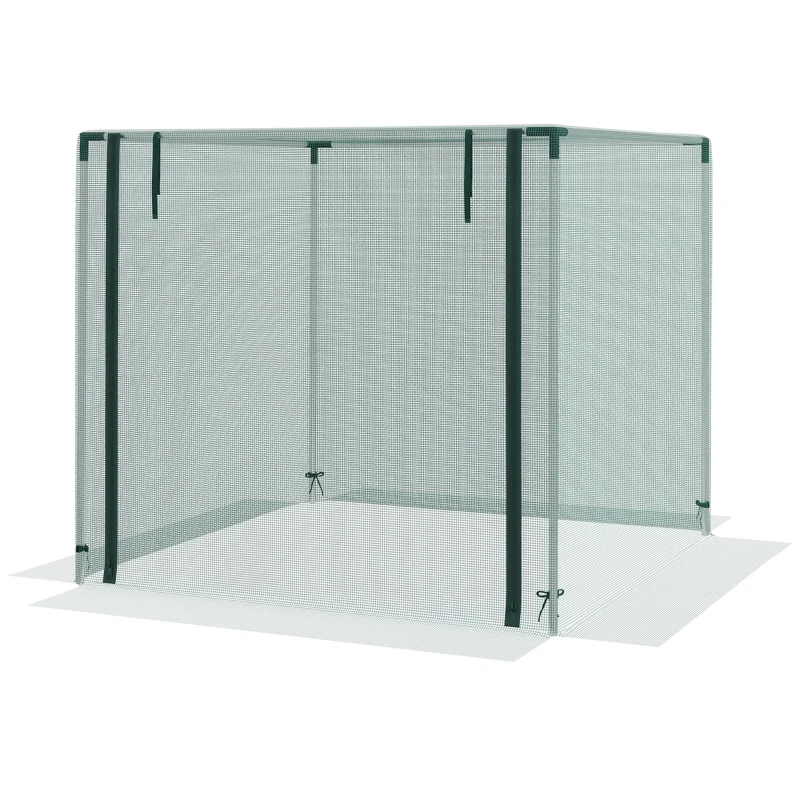 Outsunny Galvanized Steel Crop Cage, Plant Protection Tent with Zippered Door, 4' x 4', Green