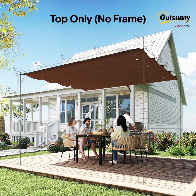 Outsunny 8' x 9.4' Retractable Pergola Canopy Replacement, Fit 7' x 10' Frame, UV30+ Pergola Cover Top Only, Coffee