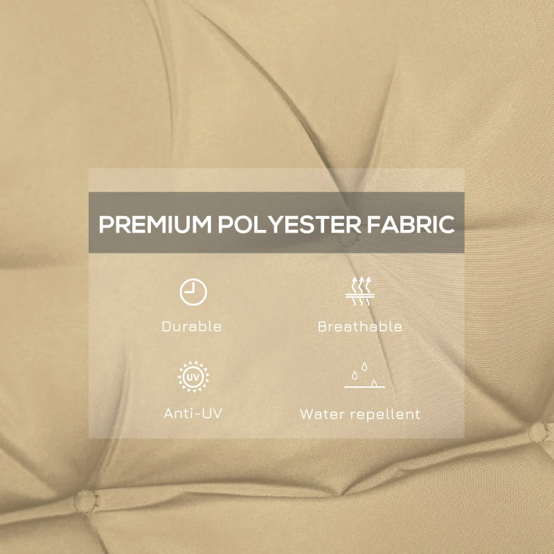 Outsunny 2-Seater Garden Bench Cushion Swing Chair Mat Replacement with Backrest, for Indoor and Outdoor, 39.4"x38.6", Khaki