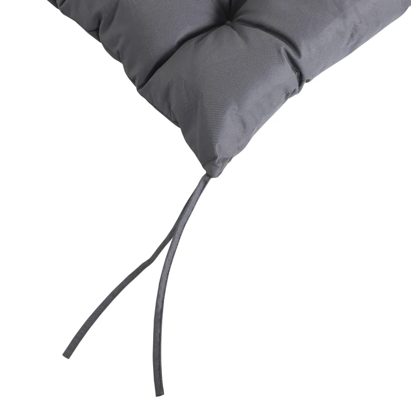 Outsunny Patio Chair Cushions Set of 2, 39" x 20" x 3" Outdoor Tufted Cushion Set with Ties for Indoor Outdoor Garden Furniture, Dark Grey