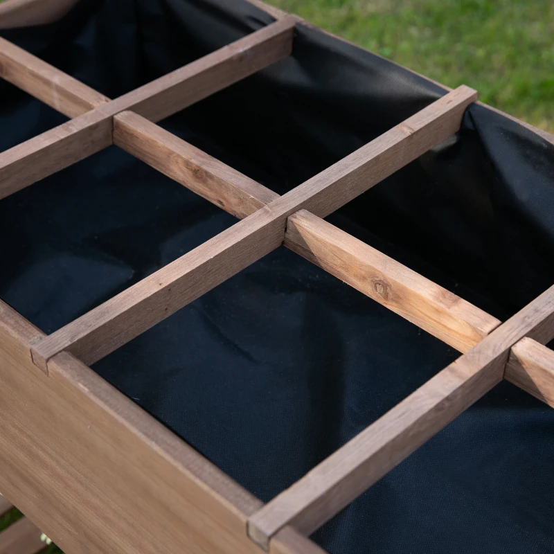 Outsunny Raised Garden Bed with 8 Grids and Storage Shelf, Elevated Planter Box with Legs, for Vegetables Flowers Herbs, Brown