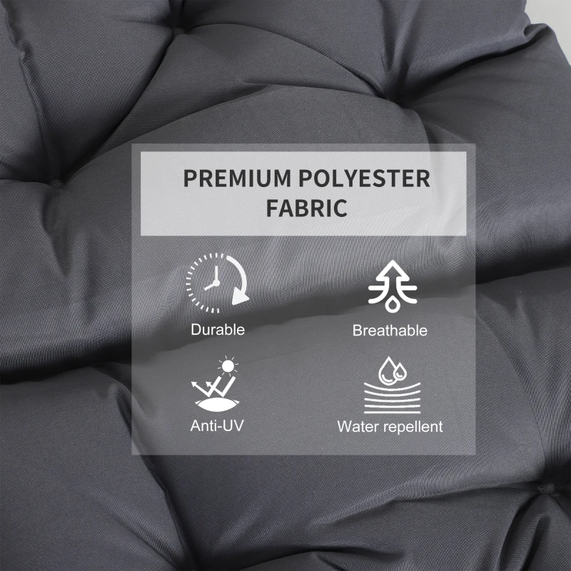 Outsunny Patio Chair Cushions Set of 2, 39" x 20" x 3" Outdoor Tufted Cushion Set with Ties for Indoor Outdoor Garden Furniture, Dark Grey