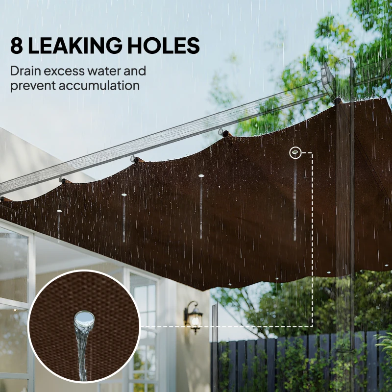 Outsunny 8' x 9.4' Retractable Pergola Canopy Replacement, Fit 7' x 10' Frame, UV30+ Pergola Cover Top Only, Coffee