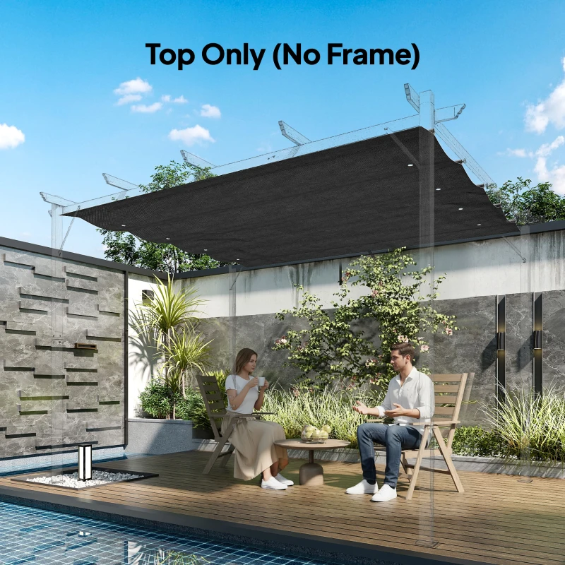 Outsunny 8' x 9.4' Retractable Pergola Canopy Replacement, Fit 7' x 10' Frame, UV30+ Pergola Cover Top Only, Dark Grey