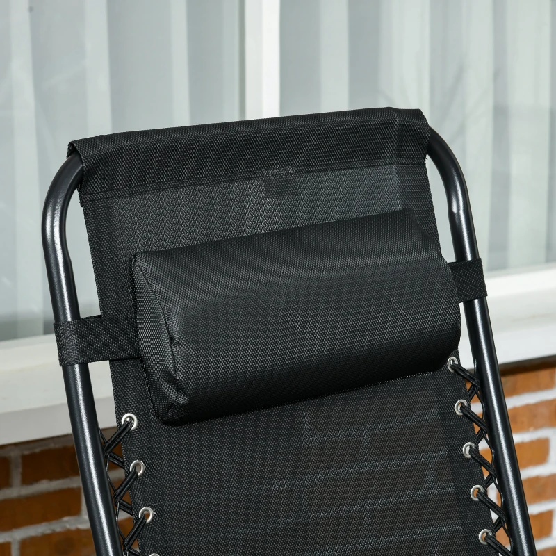 Outsunny Folding Garden Chairs Set of 2, Reclining Zero Gravity Chair, Sun Lounger with Cushion and Headrest, Wine Red