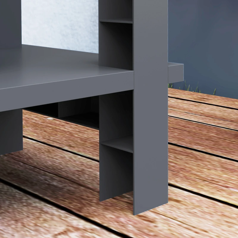 Outsunny 41L Self Watering Raised Garden Bed w/ Ventilation Transparent Lid Greenhouse, Planter Box w/ Storage Shelf, Dark Grey