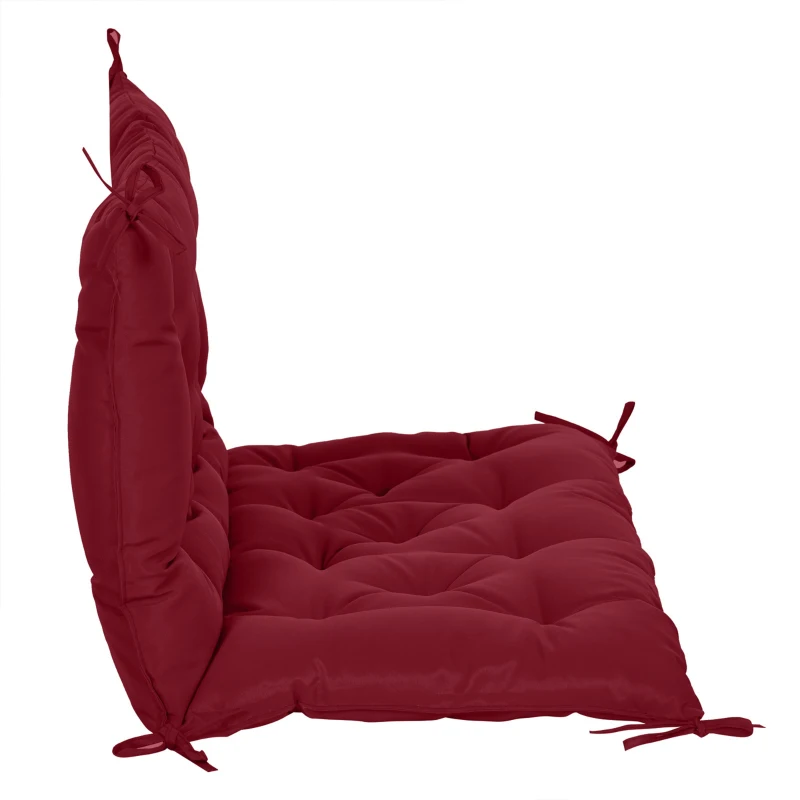 Outsunny Porch Swing Cushion Garden Bench Cushion with Backrest, Non-Slip 2-seater Soft Pad, Swing Chair Mat Replacement for Indoor and Outdoor, 39.4" x 38.6", Wine Red