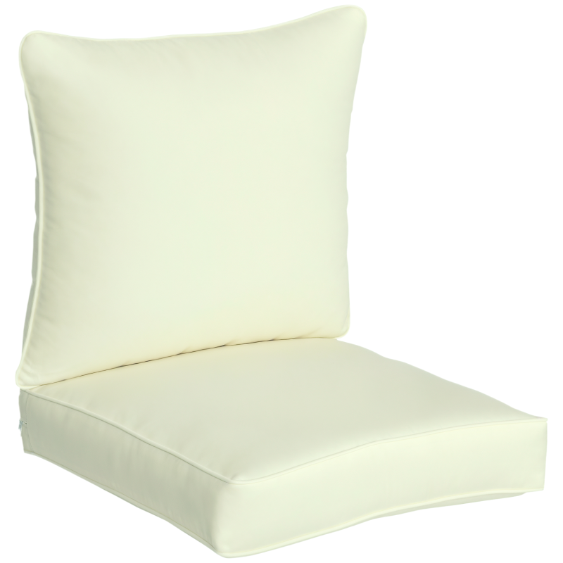 Outsunny Patio Chair Cushions, Thick Deep Seat Outdoor Seat Cushion with Back Cushion, Cream White