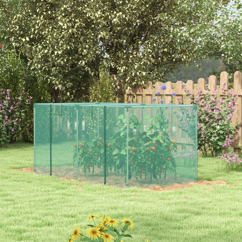 Outsunny Galvanized Steel Crop Cage, Plant Protection Tent with Zippered Door, 8' x 4', Green