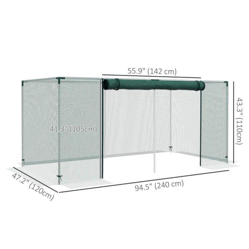Outsunny Galvanized Steel Crop Cage, Plant Protection Tent with Zippered Door, 8' x 4', Green