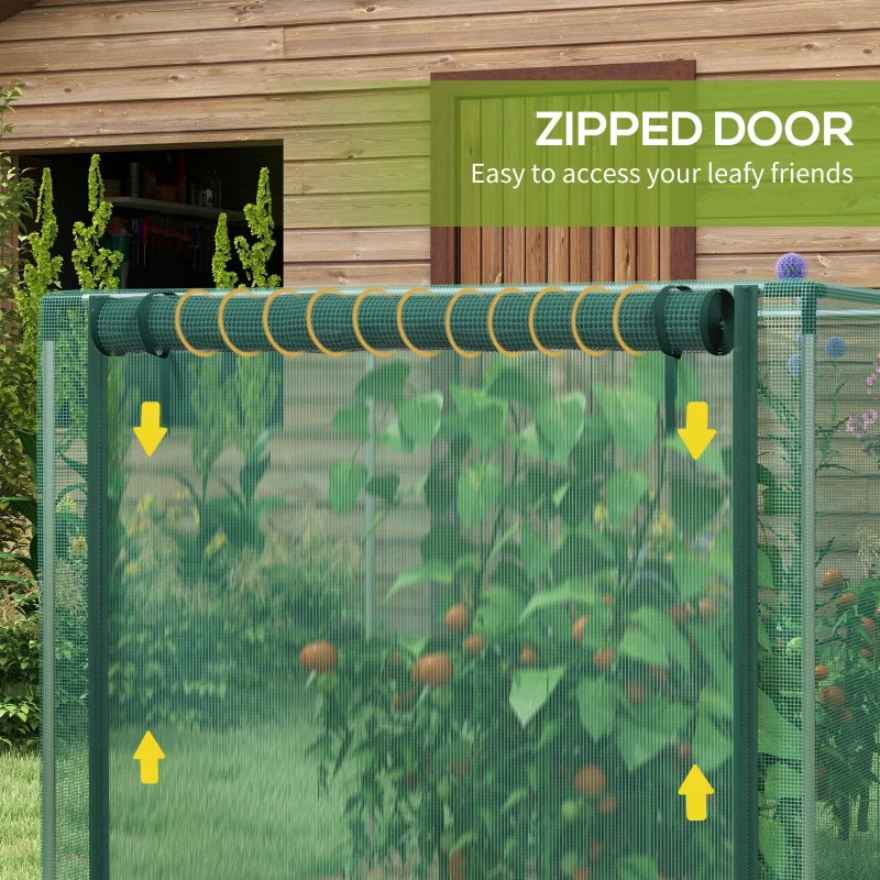 Outsunny Galvanized Steel Crop Cage, Plant Protection Tent with Zippered Door, 4' x 4', Green