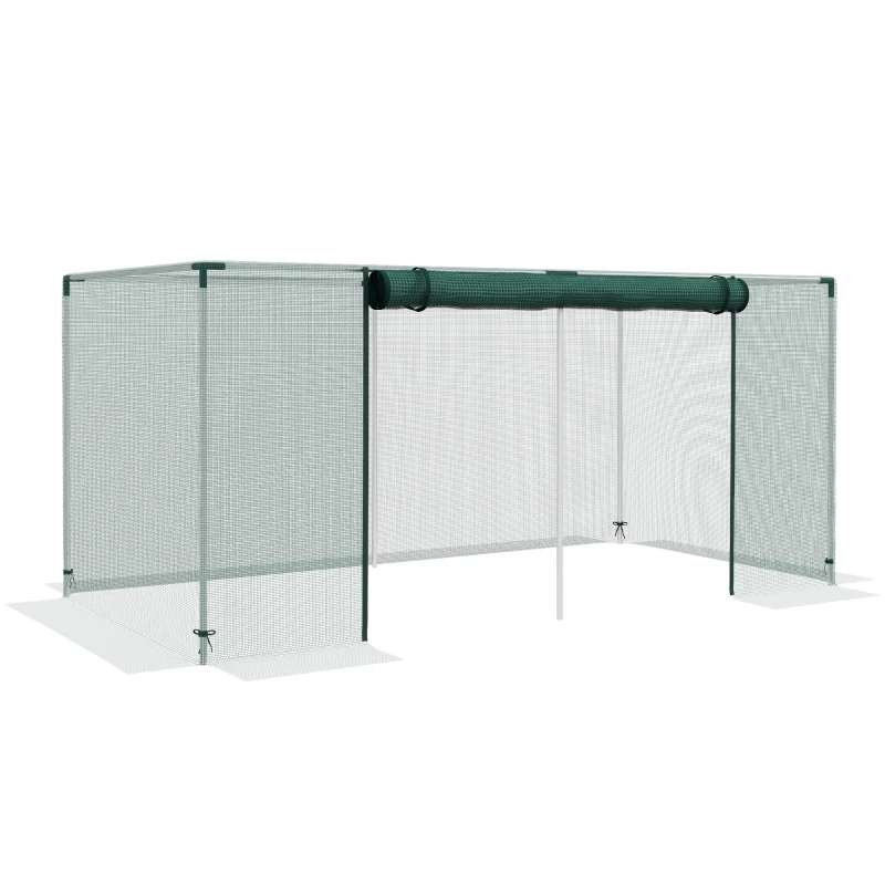 Outsunny Galvanized Steel Crop Cage, Plant Protection Tent with Zippered Door, 8' x 4', Green