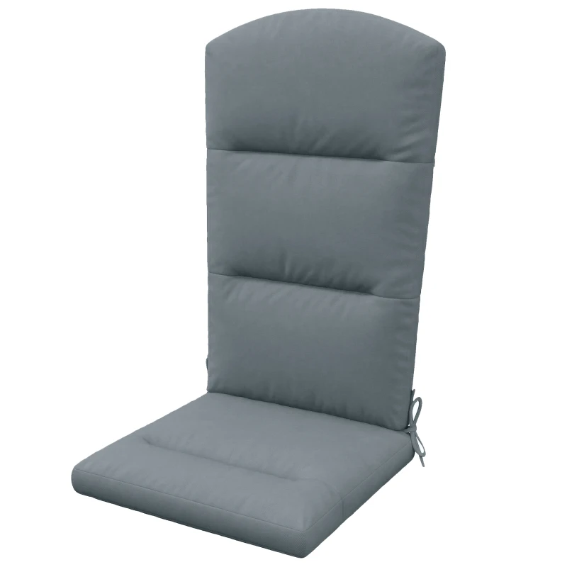 Outsunny Patio Chair Cushion for Adirondack Chairs Replacement Cushion with Back and Ties, Dark Grey