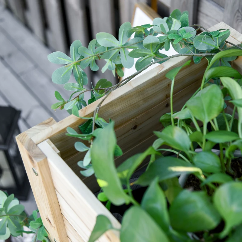 Outsunny Raised Garden Bed with Legs, Elevated Box Planter with Storage Shelf, Bed Liner for Backyard Patio, Natural Wood