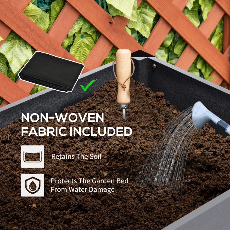 Outsunny Raised Garden Bed, Elevated Planter Box, 47"x24"x29" with Legs, Metal Frame, Wooden Planter Pot for Backyard, Patio to Grow Vegetables, Herbs, and Flowers, Grey