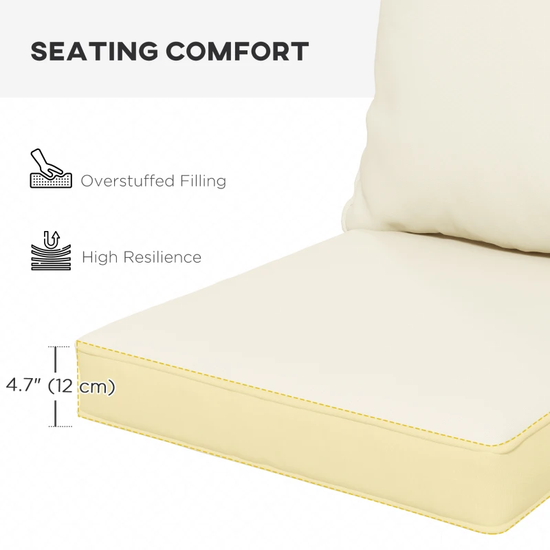 Outsunny Seat Cushion Back Pillows Replacement Set of 2, Patio Chair Cushions Set for Indoor Outdoor, Cream White